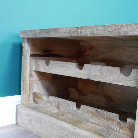 Dutch Mango Wood Trunk with Wine Bottle Storage