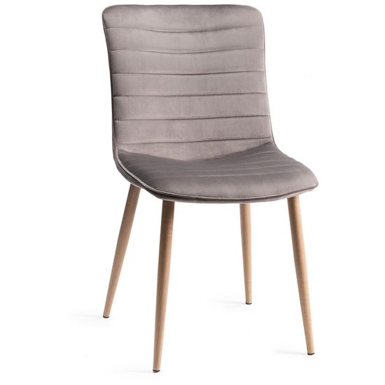 2 x Bentley Designs Eriksen Grey Velvet Fabric Dining Chair with Oak Effect Legs