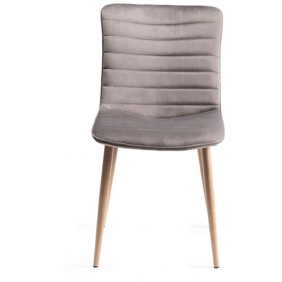 2 x Bentley Designs Eriksen Grey Velvet Fabric Dining Chair with Oak Effect Legs