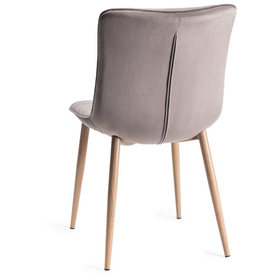 2 x Bentley Designs Eriksen Grey Velvet Fabric Dining Chair with Oak Effect Legs