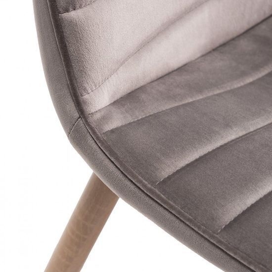 2 x Bentley Designs Eriksen Grey Velvet Fabric Dining Chair with Oak Effect Legs