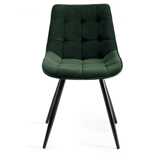 2 x Bentley Designs Seurat Green Velvet Fabric Dining Chair with Black Legs