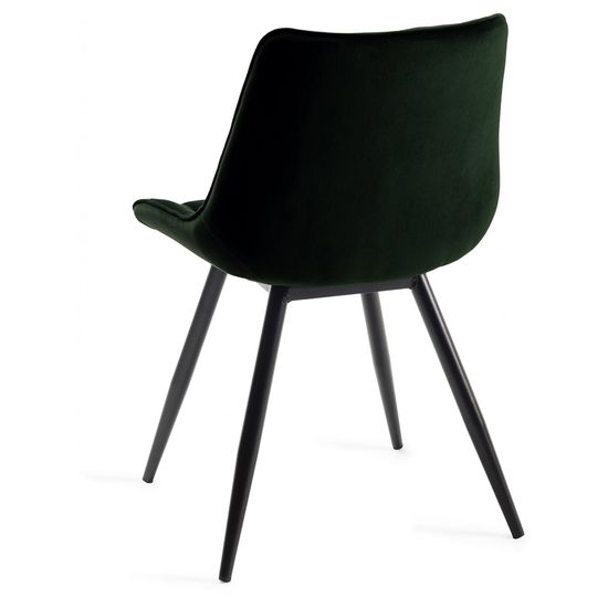 2 x Bentley Designs Seurat Green Velvet Fabric Dining Chair with Black Legs
