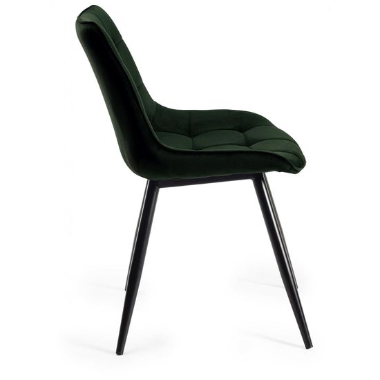 2 x Bentley Designs Seurat Green Velvet Fabric Dining Chair with Black Legs