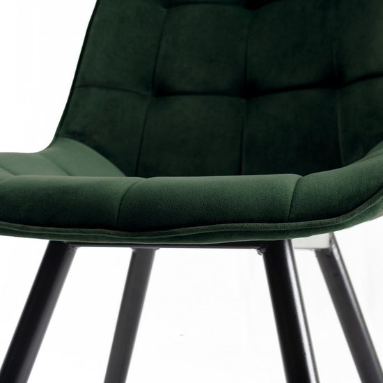 2 x Bentley Designs Seurat Green Velvet Fabric Dining Chair with Black Legs