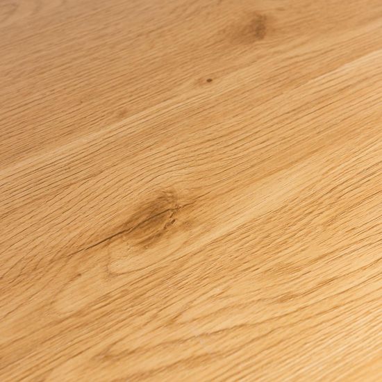 Bentley Designs Ramsay Oak Melamine 6 Seater Dining Table - U Leg with 4 Dali Grey Velvet Chairs