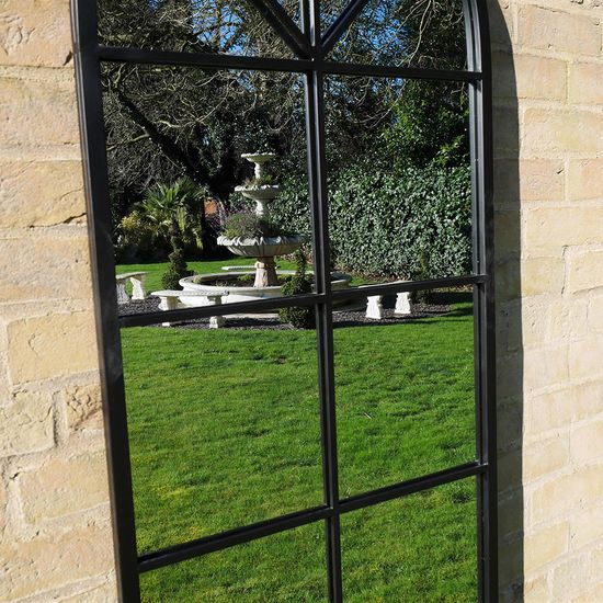 Black Metal Garden Window Mirror