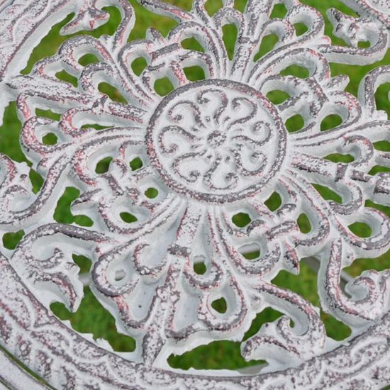 Antique Grey Metal Round Garden Table with 2 Chairs