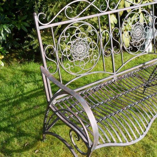Rusty Brown Metal Garden Bench