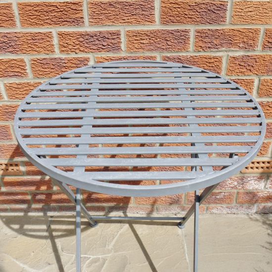 Savannah Grey Metal Garden Round Table with 2 Chairs