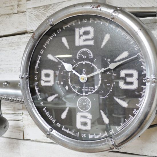Silver Aeroplane Metal Clock