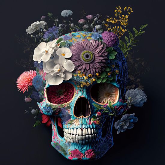 Skull with Flower Wall Art
