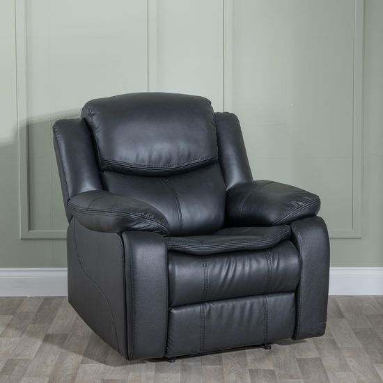 Berlin Black Leather Recliner Sofa Set