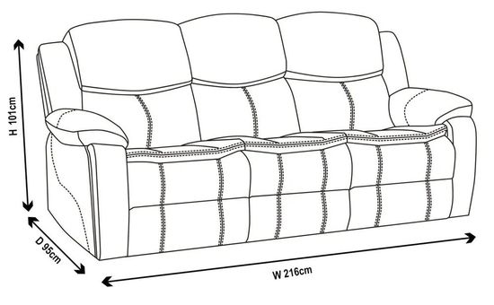 Berlin Black Leather Recliner Sofa Set