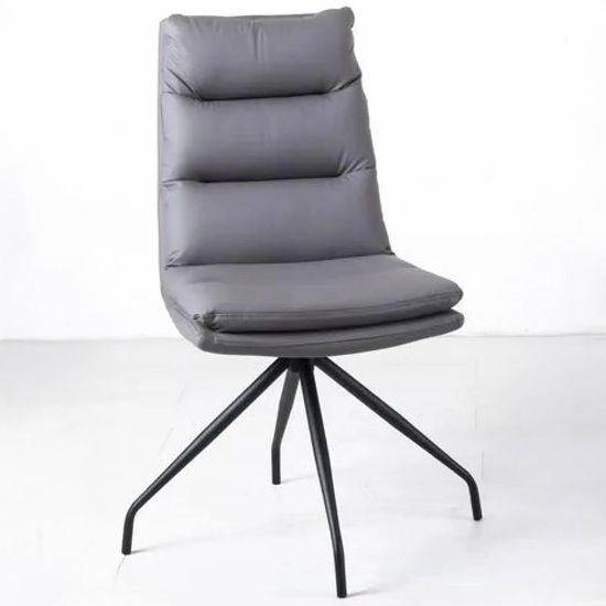 Diego Grey Leather Swivel Dining Chair with Black Legs