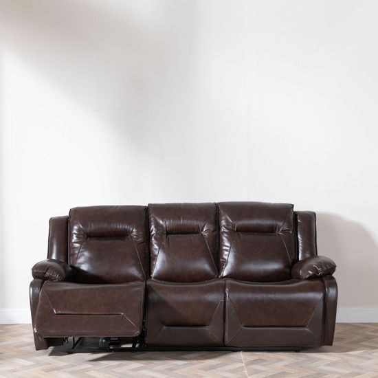 Athena Dark Brown Leather 3 Seater Recliner Sofa