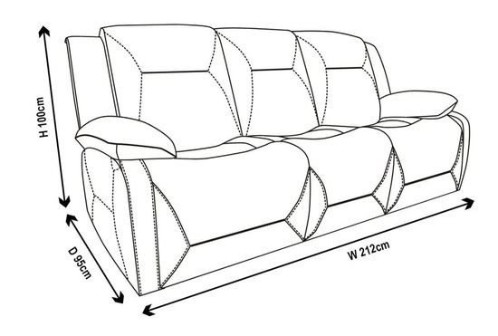 Athena Dark Brown Leather 3 Seater Recliner Sofa