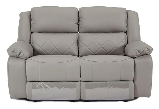 Bentley Light Grey Leather 2 Seater Recliner Sofa