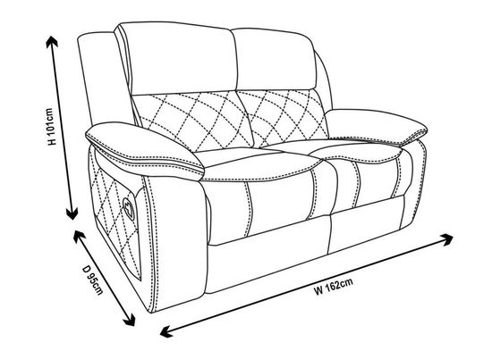 Bentley Light Grey Leather 2 Seater Recliner Sofa