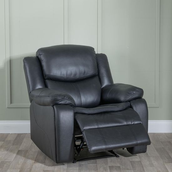 Berlin Black Leather Recliner Armchair