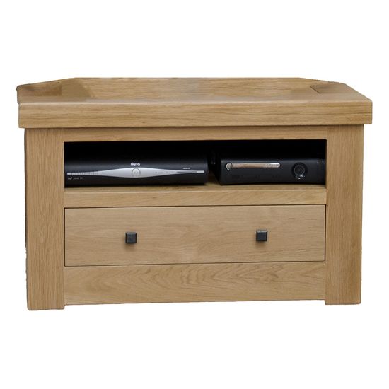 Chunky Oak Corner TV Unit