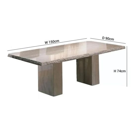 Roma Chiseled Edge Marble Dining Table - Variation Available