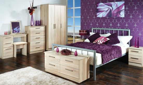 Contrast Oak Effect 2 Drawer Bedside Cabinet