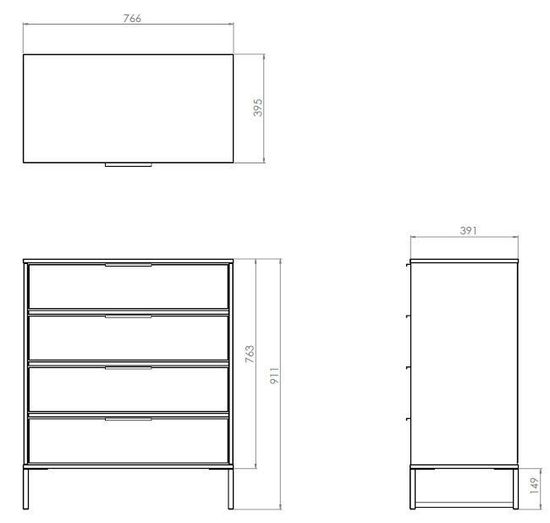 Diego Copper and Black 4 Drawer Chest