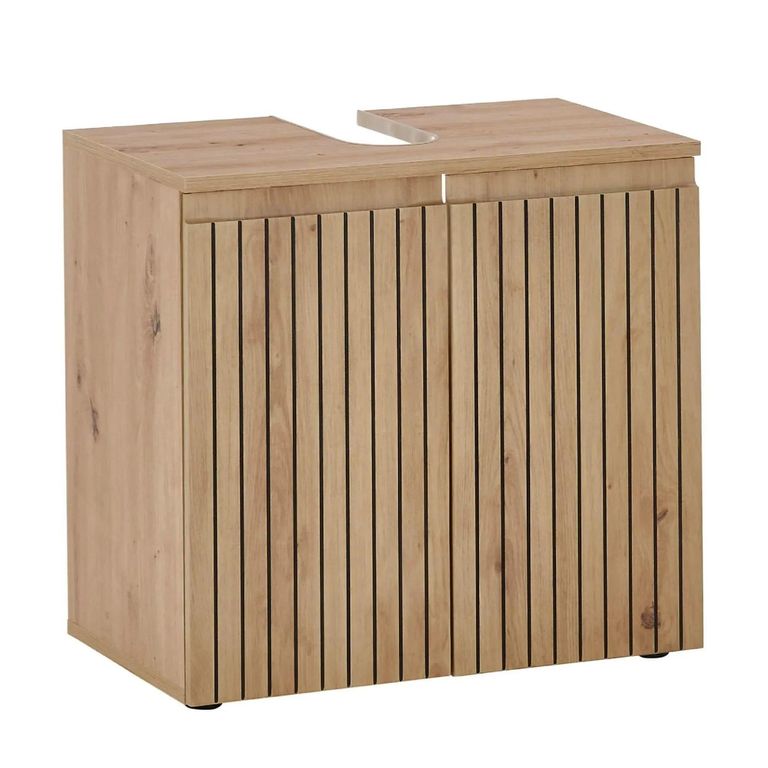 Austin Ribbed Oak Under Sink Cabinet - 2 Door