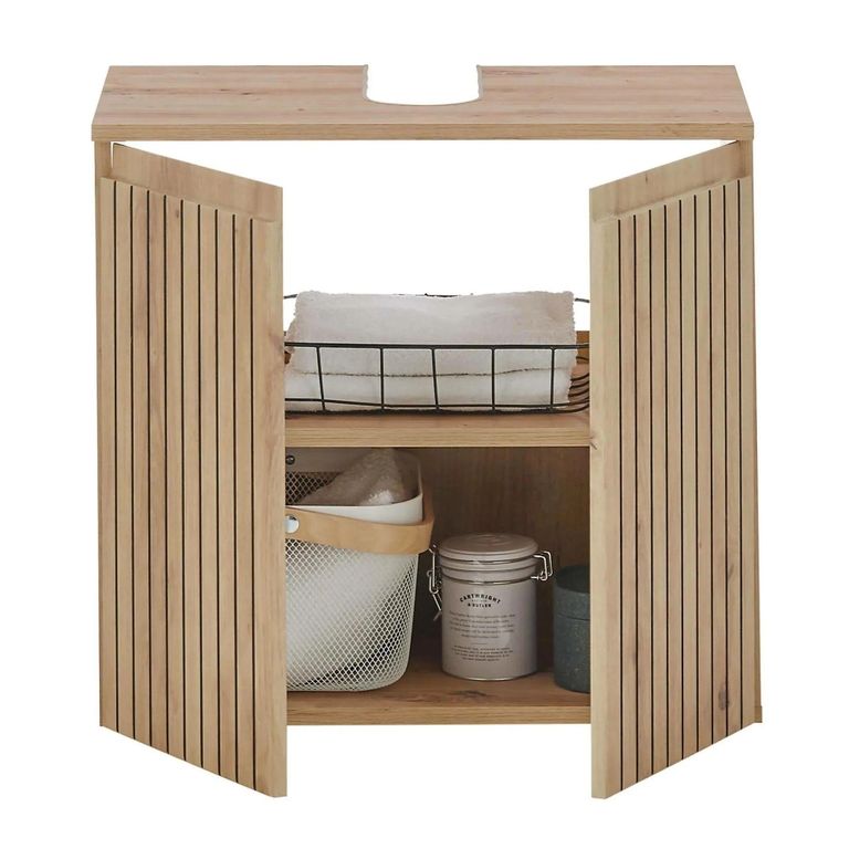 Austin Ribbed Oak Under Sink Cabinet - 2 Door