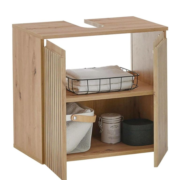 Austin Ribbed Oak Under Sink Cabinet - 2 Door