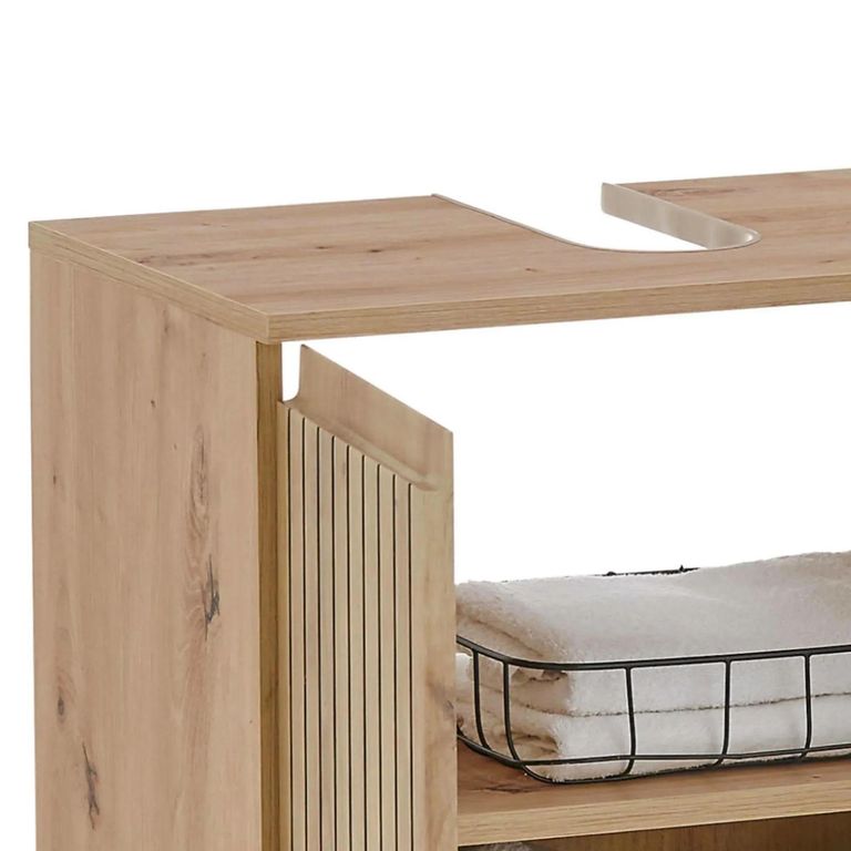 Austin Ribbed Oak Under Sink Cabinet - 2 Door