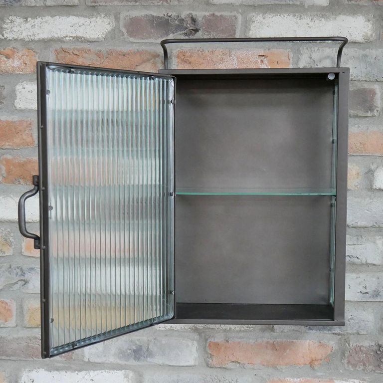 Wall Storage Unit - 1 Door - Metal and Glass