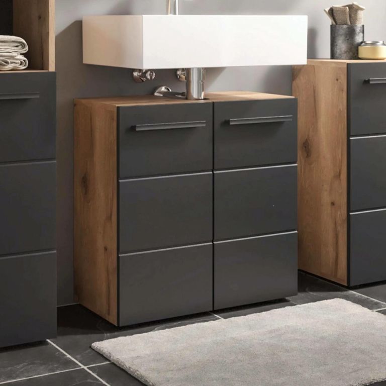 Vista Under Sink Cabinet - 2 Door - Oak and Black