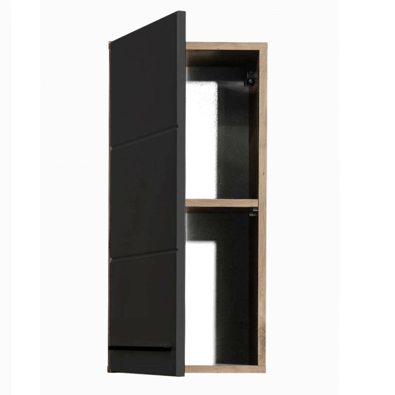 Vista Wall Cabinet - 1 Door - Oak and Black