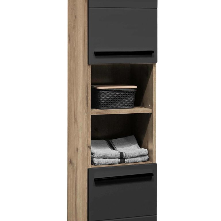 Vista Tall Cabinet - 2 Door - Oak and Black