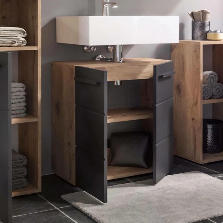 Vista Under Sink Cabinet - 2 Door - Oak and Black