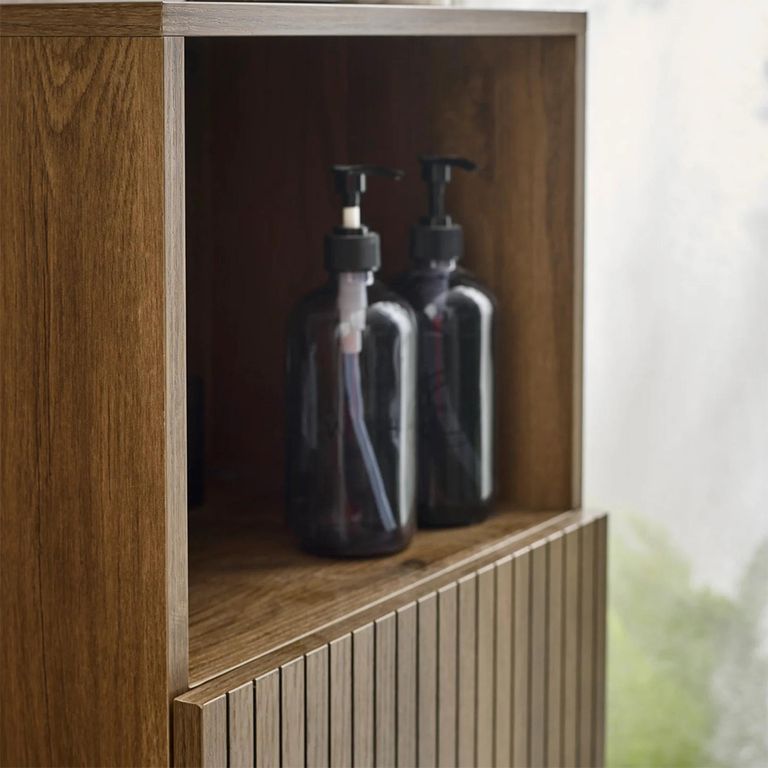 Hampshire Bathroom Storage Cabinet - 1 Door - Slatted - Walnut - Wood