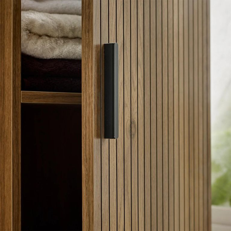 Hampshire Bathroom Storage Cabinet - 1 Door - Slatted - Walnut - Wood