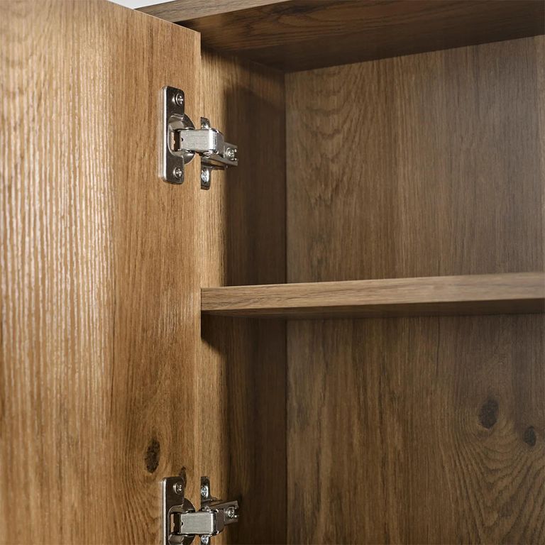 Hampshire Mirrored Bathroom Wall Mounted Cabinet - 2 Door - Walnut - Wood