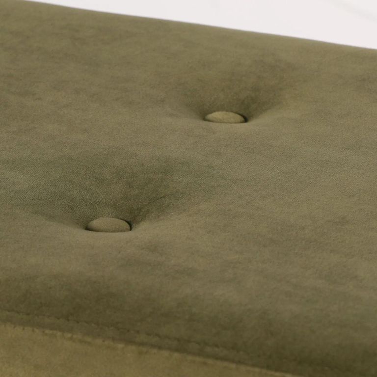 Buttoned Ottoman Bench - Olive Green Velvet