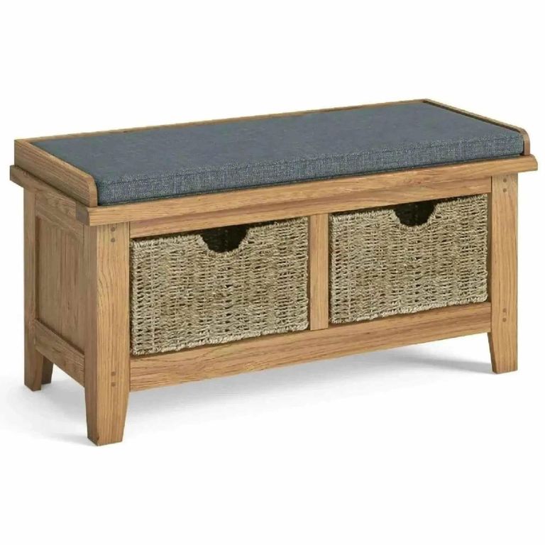 Burford Storage Bench - with Basket - Oak