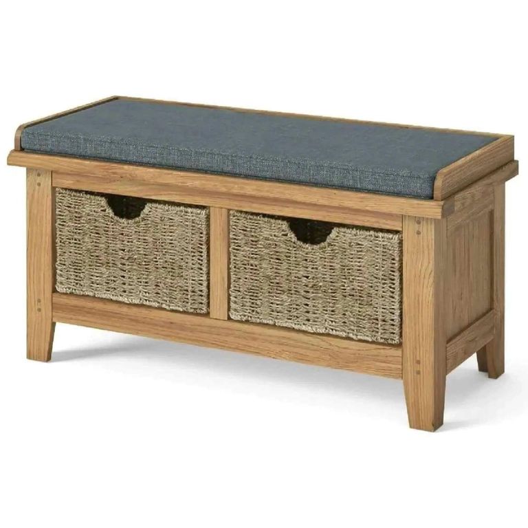 Burford Storage Bench - with Basket - Oak