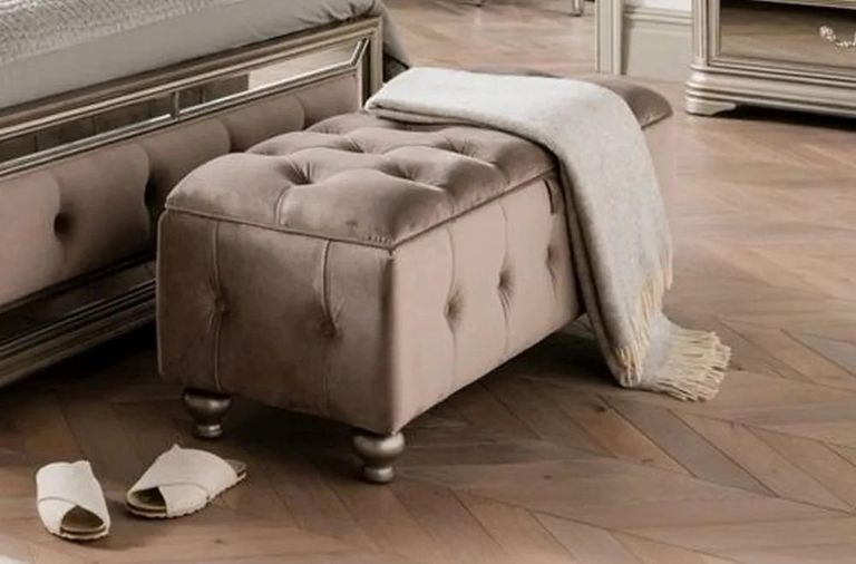Jessica Ottoman Storage - Taupe Velvet