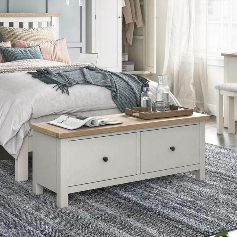 Modern Storage Bench - Large - Grey Painted