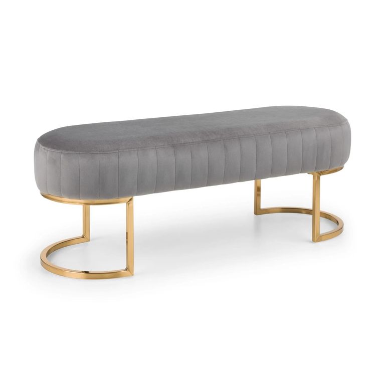 Harrogate Grey Curved Upholstered Bench