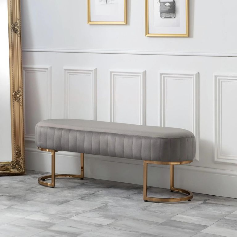 Harrogate Grey Curved Upholstered Bench