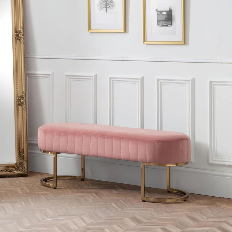 Harrogate Pink Curved Upholstered Bench