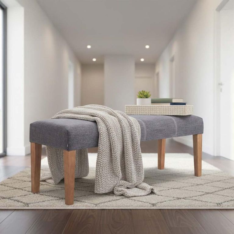 Zara Padded Bench  Grey Fabric