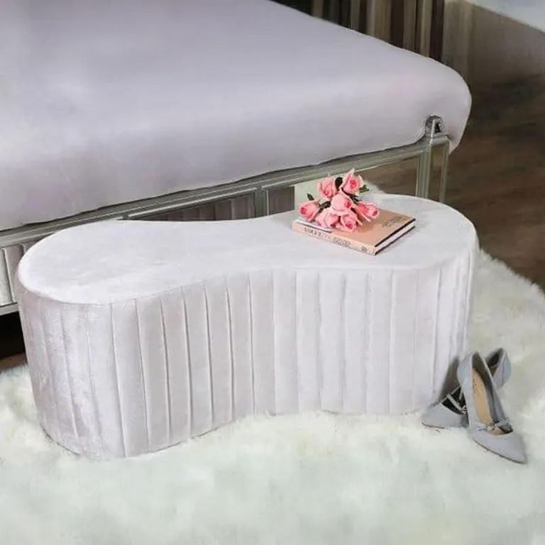 Clearance - Rosa Tufted Bench - Soft Pink - D575